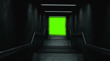 地下通道走廊楼梯尽头绿屏特效视频素材