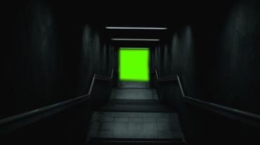 地下通道走廊楼梯尽头绿屏特效视频素材