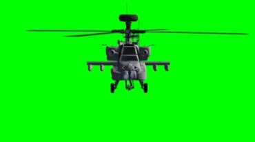 阿帕奇直升飞机正面照机枪开火射击绿屏特效视频素材