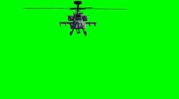 阿帕奇直升飞机正面照机枪开火射击绿屏特效视频素材