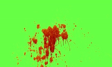 泼洒血液鲜血挂壁绿屏抠像后期特效视频素材