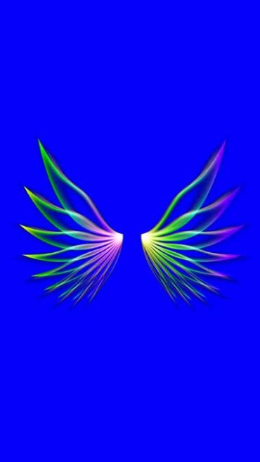 彩色水晶翅膀蓝屏抠像后期特效视频素材
