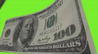 美元纸币美金绿幕抠像后期特效视频素材
