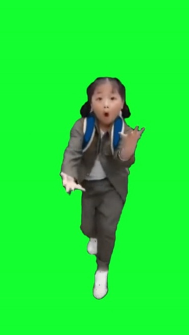 网红小女孩搞怪跳舞绿屏抠像后期抖音特效视频素材