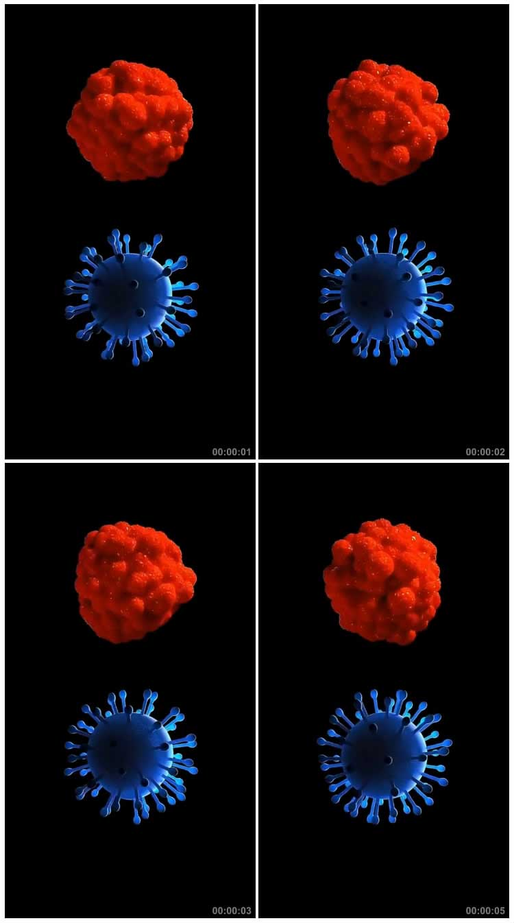 新型冠状病毒特写形状透明抠像后期特效视频素材