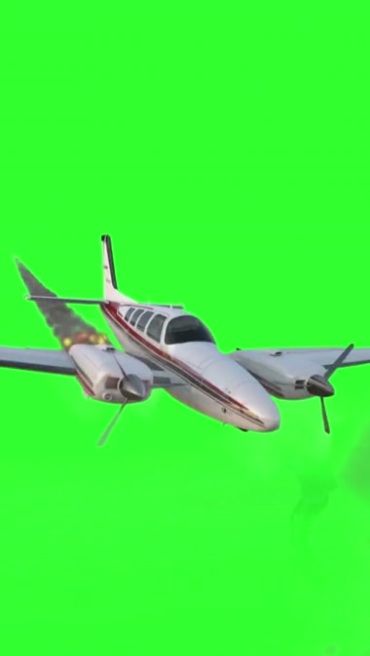 小飞机空中故障降落竖屏绿幕后期特效视频素材