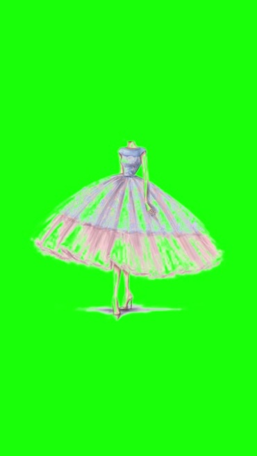晚礼服长裙服装绿屏抠像后期特效视频素材