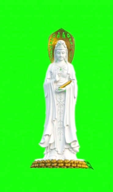 白玉观音菩萨像绿幕抠像后期特效视频素材
