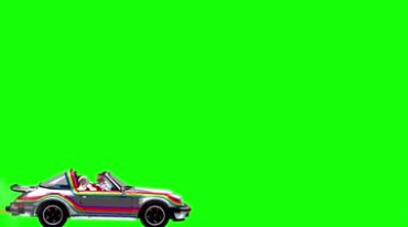 圣诞老人开汽车拉载满礼物雪橇绿屏后期特效视频素材