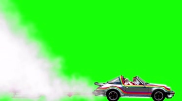 圣诞老人开汽车拉载满礼物雪橇绿屏后期特效视频素材