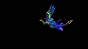 美丽凤凰神鸟飞行黑屏抠像后期特效视频素材