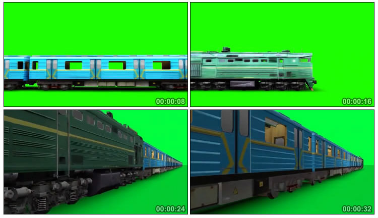 火车行驶绿屏抠像后期特效视频素材