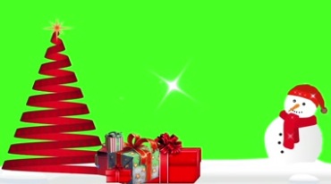 圣诞节元素圣诞礼物和雪人绿屏抠像特效视频素材