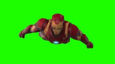 钢铁侠空中飞行姿态绿屏抠像后期特效视频素材