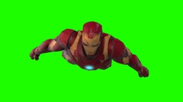 钢铁侠空中飞行姿态绿屏抠像后期特效视频素材
