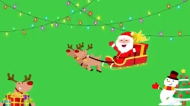 彩灯圣诞节元素圣诞老人雪橇绿幕特效视频素材