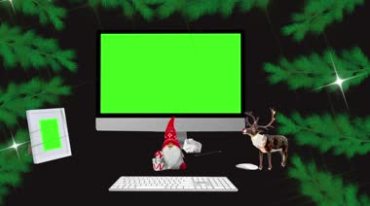 圣诞节氛围电脑屏幕绿屏后期特效视频素材