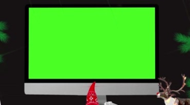 圣诞节氛围电脑屏幕绿屏后期特效视频素材