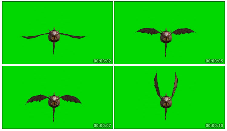 地狱飞兽独眼龙飞鸟飞行绿屏抠图后期特效视频素材