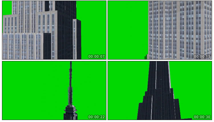 帝国大厦建筑物绿屏抠图后期特效视频素材