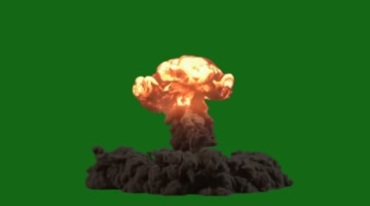 爆炸火焰蘑菇云黑烟绿屏抠像后期特效视频素材