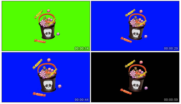 糖果篮子万圣节手提篮绿屏抠图后期特效视频素材