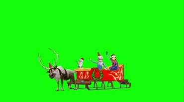 圣诞节驯鹿雪橇绿幕抠像后期特效视频素材