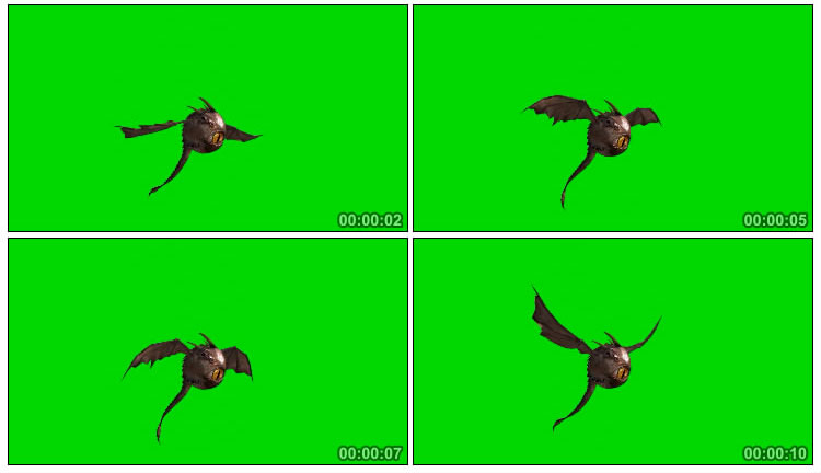 地狱恐怖之眼独眼龙飞兽飞行绿屏抠图后期特效视频素材