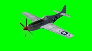 二战红尾飞机战机飞行绿屏抠像后期特效视频素材