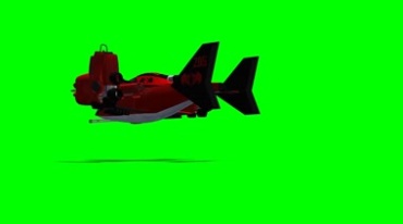 红色未来直升飞机飞行绿幕抠像后期特效视频素材