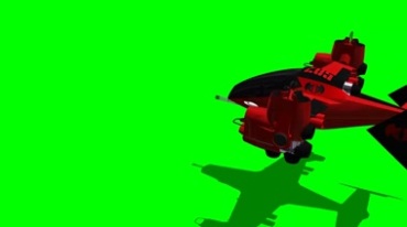 红色未来直升飞机飞行绿幕抠像后期特效视频素材