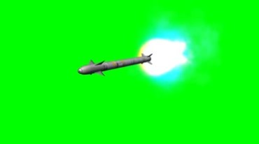 飞弹导弹喷射火焰飞行绿屏抠图后期特效视频素材