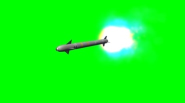 飞弹导弹喷射火焰飞行绿屏抠图后期特效视频素材