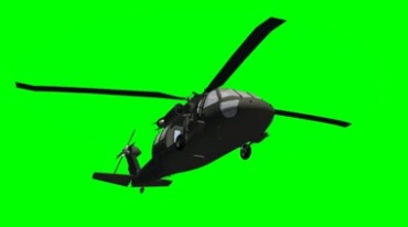黑鹰直升机飞行仰拍绿屏抠像后期特效视频素材