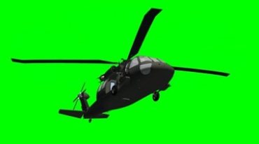 黑鹰直升机飞行仰拍绿屏抠像后期特效视频素材