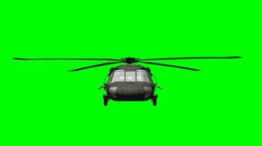 军用直升飞机迎面飞来正面照绿屏后期特效视频素材