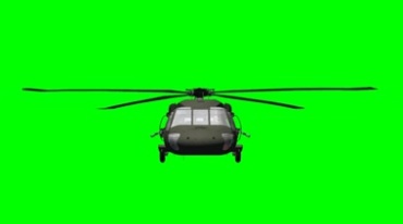 军用直升飞机迎面飞来正面照绿屏后期特效视频素材