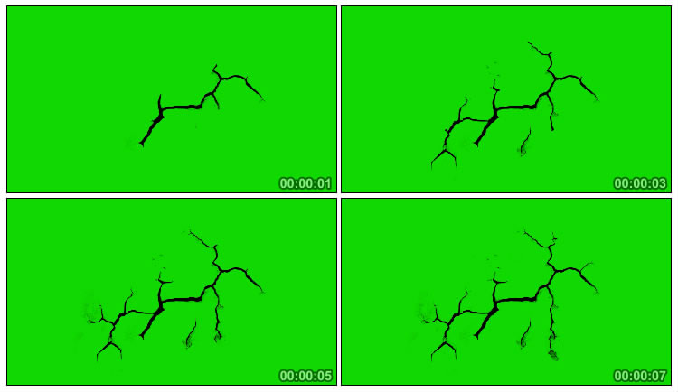 裂纹树杈延伸绿屏抠图后期特效视频素材