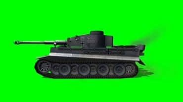 二战坦克冒黑烟行驶绿屏抠像后期特效视频素材