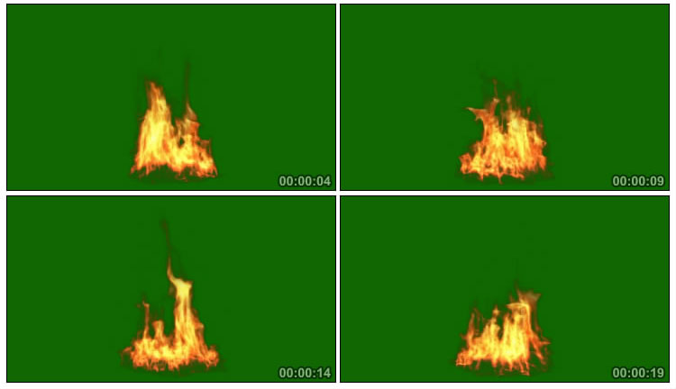 火焰燃烧一簇火绿屏抠像后期特效视频素材