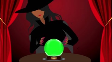 女巫占卜魔法球绿屏后期特效视频素材