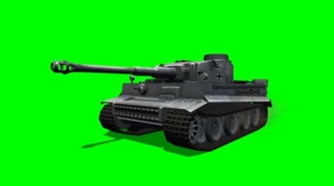 坦克行驶斜侧面绿屏抠像后期特效视频素材
