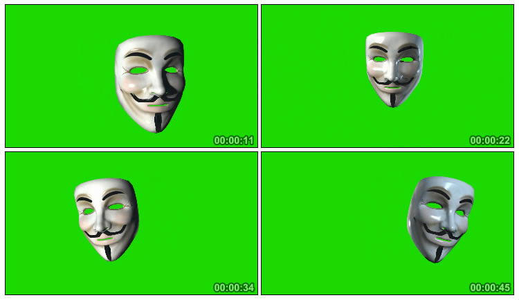 V字仇杀队面具绿屏抠图后期特效视频素材