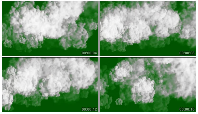 白烟浓烟滚滚快速移动绿屏抠像后期特效视频素材