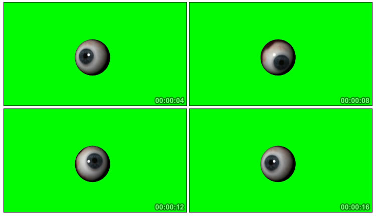 眼球眼珠滴溜乱转绿屏抠像后期特效视频素材