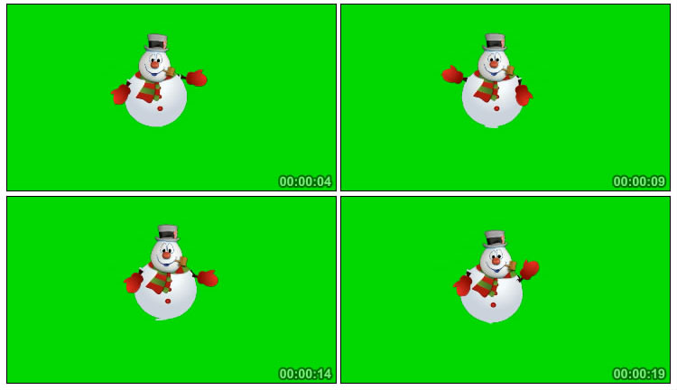 可爱雪人舞蹈跳舞绿屏抠像后期特效视频素材