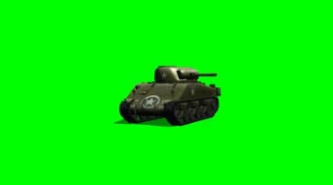 谢尔曼二战坦克转动炮台绿屏特效视频素材