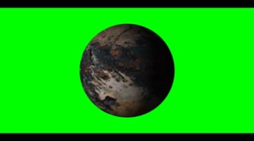 烧焦的地球转动绿屏抠像后期特效视频素材