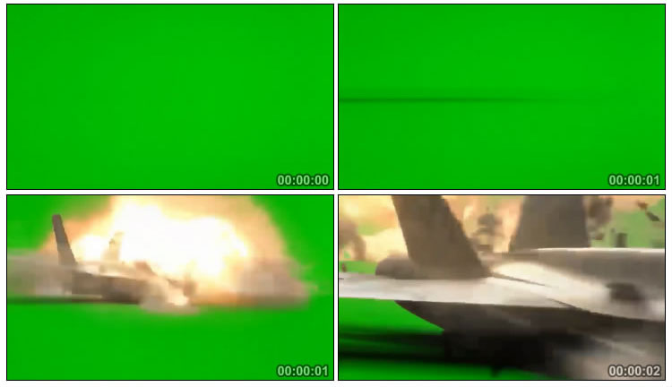 F15美国战机坠毁起火爆炸绿屏后期特效视频素材