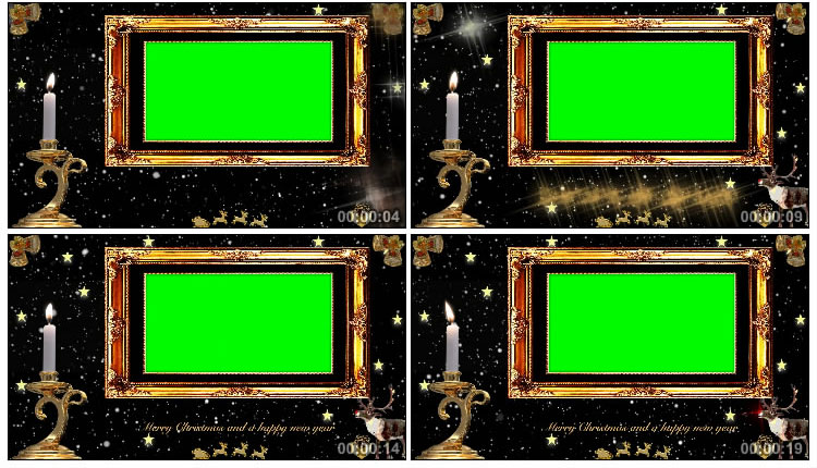 圣诞节蜡烛相框绿屏抠像后期特效视频素材